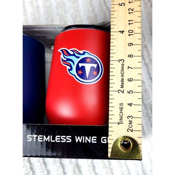 NIB Official NFL Sports Tennessee Titans  Football 12 Oz SS Logo Wine Glass Set - Picture 5 of 5